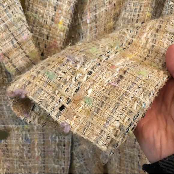 Vintage Alma Italy Tan & Pastel Tweed Power Blazer 90s Shoulder Pads 44 M - Picture 8 of 12